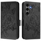 For Samsung Galaxy S25+ 5G Embossed Rose RFID Anti-theft Leather Phone Case(Black) - 2
