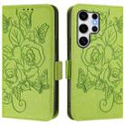 For Samsung Galaxy S25 Ultra 5G Embossed Rose RFID Anti-theft Leather Phone Case(Green) - 2