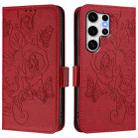 For Samsung Galaxy S25 Ultra 5G Embossed Rose RFID Anti-theft Leather Phone Case(Red) - 2