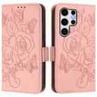 For Samsung Galaxy S25 Ultra 5G Embossed Rose RFID Anti-theft Leather Phone Case(Pink) - 2