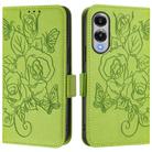 For Samsung Galaxy S25 Edge 5G Embossed Rose RFID Anti-theft Leather Phone Case(Green) - 2