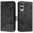 For Samsung Galaxy S25 Edge 5G Embossed Rose RFID Anti-theft Leather Phone Case(Black) - 2