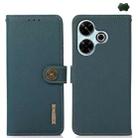 For Redmi 13 4G KHAZNEH Custer Texture RFID Genuine Leather Phone Case(Green) - 1