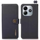 For Redmi Note 14 5G KHAZNEH Custer Texture RFID Genuine Leather Phone Case(Blue) - 1