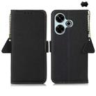 For Redmi 13 4G Side-Magnetic TJ Genuine Leather RFID Phone Case(Black) - 1