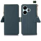 For Redmi 13 4G Side-Magnetic TJ Genuine Leather RFID Phone Case(Green) - 1