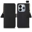For Redmi Note 14 5G Side-Magnetic TJ Genuine Leather RFID Phone Case(Black) - 1