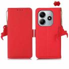 For Redmi Note 14 5G Side-Magnetic TJ Genuine Leather RFID Phone Case(Red) - 1