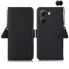 For Redmi Turbo 4 Side-Magnetic TJ Genuine Leather RFID Phone Case(Black) - 1