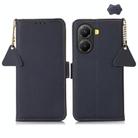 For Redmi Turbo 4 Side-Magnetic TJ Genuine Leather RFID Phone Case(Blue) - 1