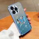 For iPhone 15 Pro Max Plated Gradient Glitter Butterfly Holder TPU Phone Case(Sierra Blue) - 1