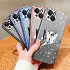 For iPhone 15 Plus Plated Gradient Glitter Butterfly Holder TPU Phone Case(Silver) - 2