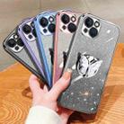 For iPhone 15 Plated Gradient Glitter Butterfly Holder TPU Phone Case(Silver) - 2