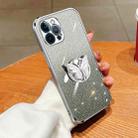 For iPhone 12 Pro Max Plated Gradient Glitter Butterfly Holder TPU Phone Case(Silver) - 1