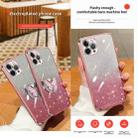 For iPhone 11 Pro Max Plated Gradient Glitter Butterfly Holder TPU Phone Case(Pink) - 3