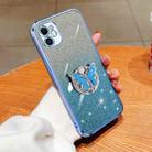 For iPhone 11 Plated Gradient Glitter Butterfly Holder TPU Phone Case(Sierra Blue) - 1