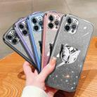 For iPhone 11 Pro Plated Gradient Glitter Butterfly Holder TPU Phone Case(Silver) - 2