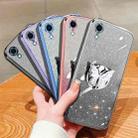 For iPhone XR Plated Gradient Glitter Butterfly Holder TPU Phone Case(Silver) - 2