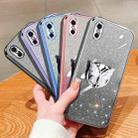 For iPhone XS Max Plated Gradient Glitter Butterfly Holder TPU Phone Case(Silver) - 2