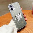 For iPhone 12 Plated Gradient Glitter Butterfly Holder TPU Phone Case(Silver) - 1