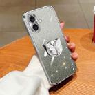 For iPhone 16 Plus Plated Gradient Glitter Butterfly Holder TPU Phone Case(Silver) - 1