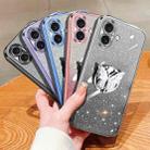 For iPhone 16 Plus Plated Gradient Glitter Butterfly Holder TPU Phone Case(Silver) - 2