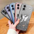 For iPhone 16 Plated Gradient Glitter Butterfly Holder TPU Phone Case(Sierra Blue) - 2