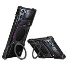 For ZTE nubia RedMagic 9 Pro / 9 Pro+ Mechanical Arm Borderless MagSafe Holder Metal Phone Case(Black Purple) - 1