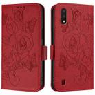 For Samsung Galaxy A01 EU Version Embossed Rose RFID Anti-theft Leather Phone Case(Red) - 2