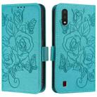 For Samsung Galaxy A01 EU Version Embossed Rose RFID Anti-theft Leather Phone Case(Light Blue) - 2