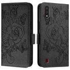 For Samsung Galaxy A01 EU Version Embossed Rose RFID Anti-theft Leather Phone Case(Black) - 2