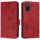 For Samsung Galaxy A02s 166mm Embossed Rose RFID Anti-theft Leather Phone Case(Red) - 2