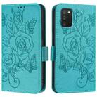 For Samsung Galaxy A02s 166mm Embossed Rose RFID Anti-theft Leather Phone Case(Light Blue) - 2