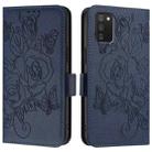 For Samsung Galaxy A02s 166mm Embossed Rose RFID Anti-theft Leather Phone Case(Dark Blue) - 2