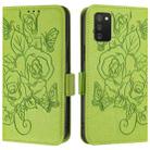 For Samsung Galaxy A02s 164mm Embossed Rose RFID Anti-theft Leather Phone Case(Green) - 2
