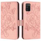 For Samsung Galaxy A02s 164mm Embossed Rose RFID Anti-theft Leather Phone Case(Pink) - 2