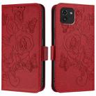 For Samsung Galaxy A03 164mm Embossed Rose RFID Anti-theft Leather Phone Case(Red) - 2