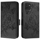 For Samsung Galaxy A03 164mm Embossed Rose RFID Anti-theft Leather Phone Case(Black) - 2