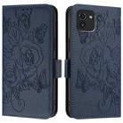 For Samsung Galaxy A03 166mm Embossed Rose RFID Anti-theft Leather Phone Case(Dark Blue) - 2