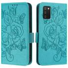For Samsung Galaxy A03s 164mm Embossed Rose RFID Anti-theft Leather Phone Case(Light Blue) - 2