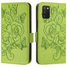 For Samsung Galaxy A03s 166mm Embossed Rose RFID Anti-theft Leather Phone Case(Green) - 2