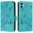 For Samsung Galaxy A04e 4G / F04 4G / M04 4G Embossed Rose RFID Anti-theft Leather Phone Case(Light Blue) - 2