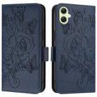 For Samsung Galaxy A05 4G Global Embossed Rose RFID Anti-theft Leather Phone Case(Dark Blue) - 2