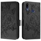 For Samsung Galaxy A10s / M10s Embossed Rose RFID Anti-theft Leather Phone Case(Black) - 2