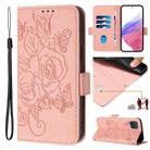 For Samsung Galaxy A12 / M12 Embossed Rose RFID Anti-theft Leather Phone Case(Pink) - 1
