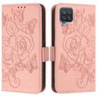 For Samsung Galaxy A12 / M12 Embossed Rose RFID Anti-theft Leather Phone Case(Pink) - 2