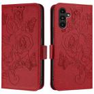 For Samsung Galaxy A04s / A04 4G / M13 5G Embossed Rose RFID Anti-theft Leather Phone Case(Red) - 2