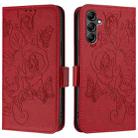 For Samsung Galaxy A15 5G / 4G Embossed Rose RFID Anti-theft Leather Phone Case(Red) - 2