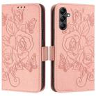 For Samsung Galaxy A15 5G / 4G Embossed Rose RFID Anti-theft Leather Phone Case(Pink) - 2