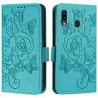 For Samsung Galaxy A20 / A30 / M10s Embossed Rose RFID Anti-theft Leather Phone Case(Light Blue) - 2